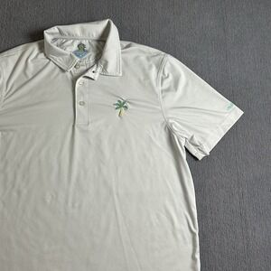 Chubbies Shirt Mens Large White Polo Stretch Performance Palm Tree Short‎ Sleeve